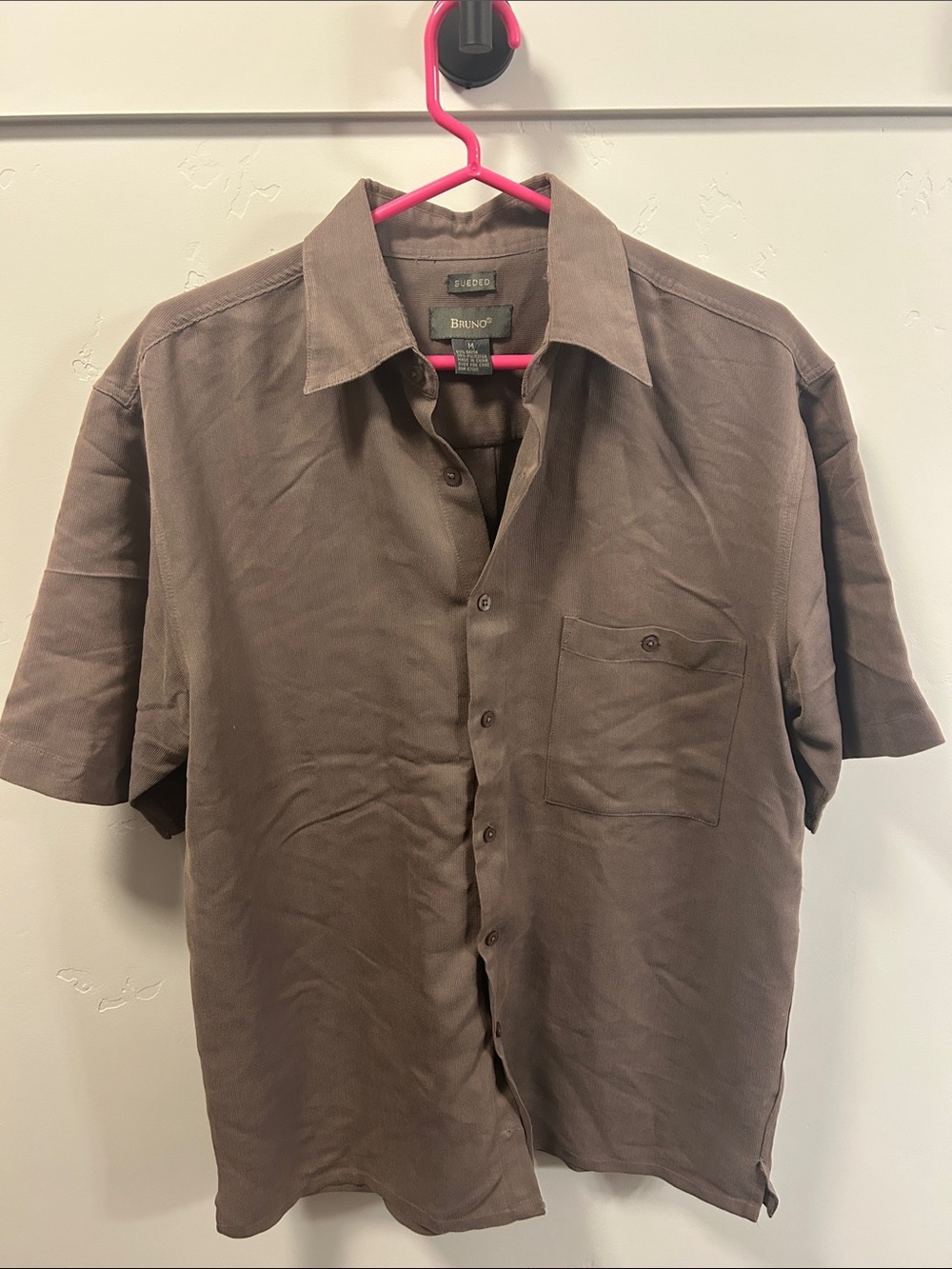 Bruno Short-Sleeve Casual Button-Down Shirt in Brown
